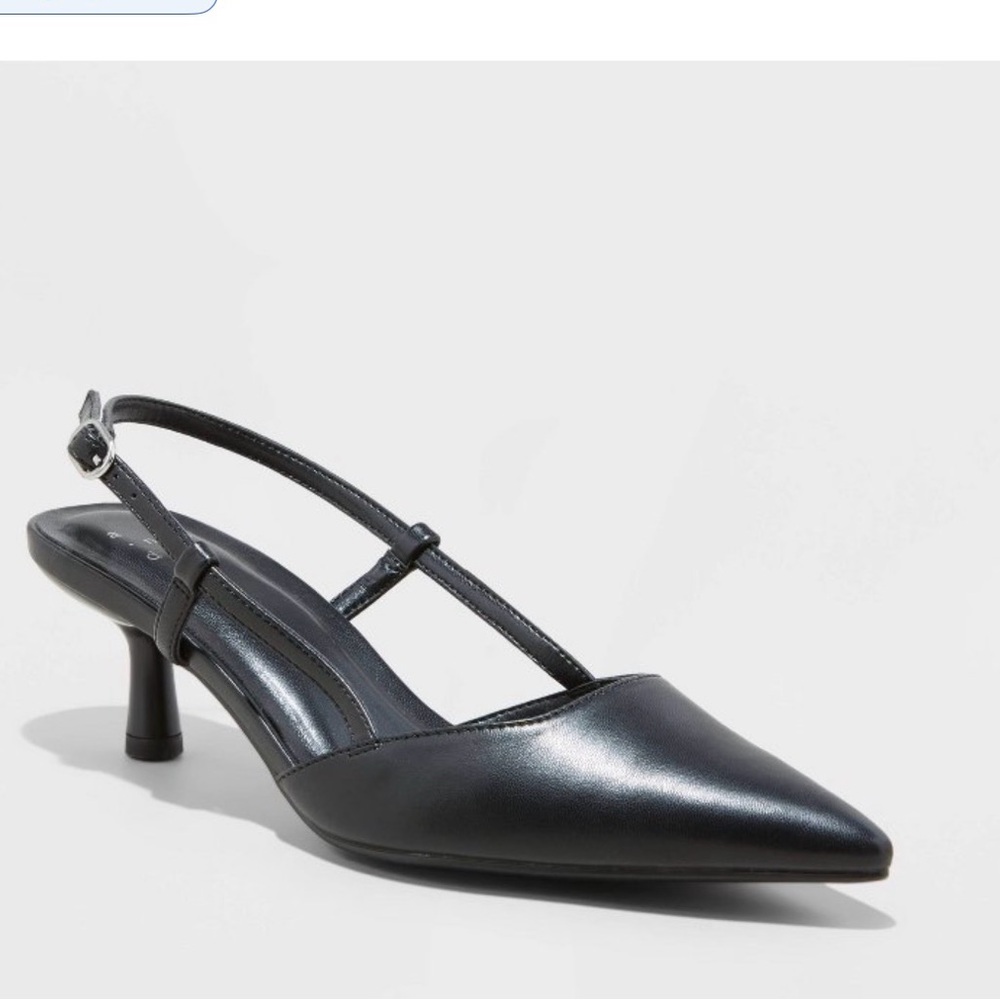 A New Day Black Kitten Heels Slingback 10